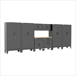 Black 9-Piece Garage Cabinet Set with Levelers and Casters