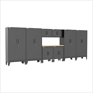 Black 9-Piece Garage Cabinet Set with Levelers and Casters