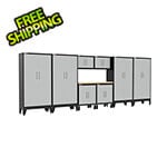 Armadillo Tough Grey 9-Piece Garage Cabinet Set with Levelers and Casters