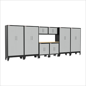 Grey 9-Piece Garage Cabinet Set with Levelers and Casters