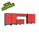 Armadillo Tough Red 10-Piece Garage Cabinet Set with Levelers and Casters