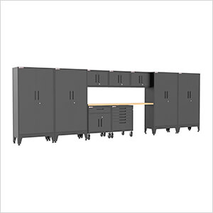 Black 10-Piece Garage Cabinet Set with Levelers and Casters