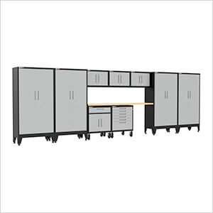 Grey 10-Piece Garage Cabinet Set with Levelers and Casters
