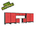 Armadillo Tough Red 10-Piece Garage Cabinet Set with Levelers and Casters
