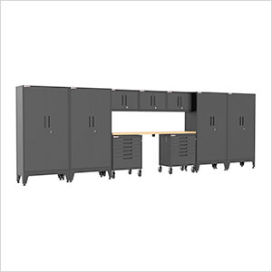 Black 10-Piece Garage Cabinet Set with Levelers and Casters