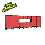 Armadillo Tough Red 11-Piece Garage Cabinet Set with Levelers