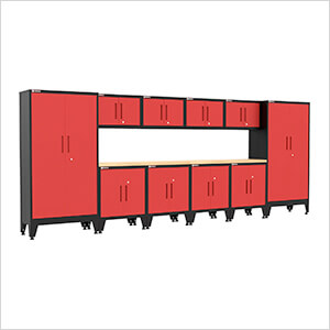 Red 12-Piece Garage Cabinet Set with Levelers