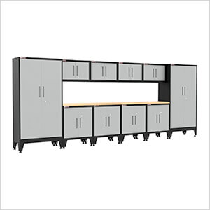 Grey 12-Piece Garage Cabinet Set with Levelers
