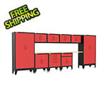 Armadillo Tough Red 11-Piece Garage Cabinet Set with Levelers