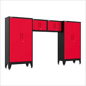 Red 4-Piece Garage Cabinet System with Levelers