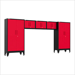 Red 5-Piece Garage Cabinet System with Levelers