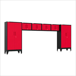 Red 6-Piece Garage Cabinet System with Levelers