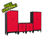 Armadillo Tough Red 4-Piece Garage Cabinet System with Levelers