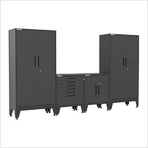 Black 4-Piece Garage Cabinet System with Levelers