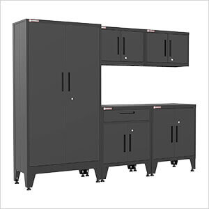 Black 5-Piece Garage Cabinet System with Levelers