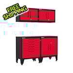 Armadillo Tough Red 4-Piece Garage Cabinet System with Levelers