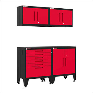 Red 4-Piece Garage Cabinet System with Levelers