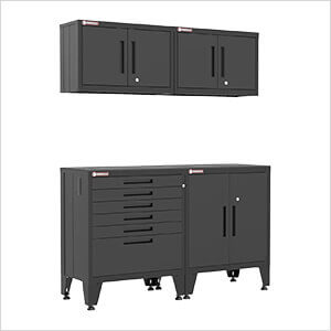 Black 4-Piece Garage Cabinet System with Levelers