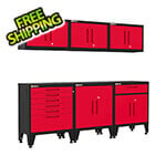 Armadillo Tough Red 6-Piece Garage Cabinet System with Levelers