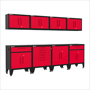Red 8-Piece Garage Cabinet System with Levelers