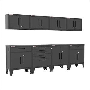 Black 8-Piece Garage Cabinet System with Levelers