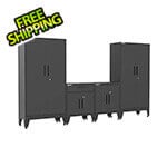 Armadillo Tough Black 4-Piece Garage Cabinet Kit with Levelers and Casters