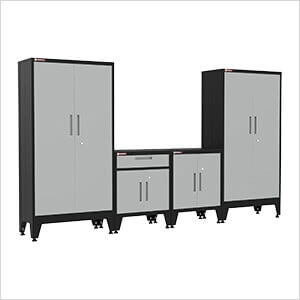 Grey 4-Piece Garage Cabinet Kit with Levelers and Casters