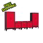 Armadillo Tough Red 5-Piece Garage Cabinet Kit with Levelers and Casters