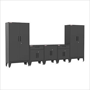 Black 5-Piece Garage Cabinet Kit with Levelers and Casters