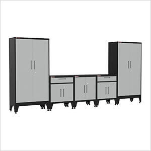 Grey 5-Piece Garage Cabinet Kit with Levelers and Casters