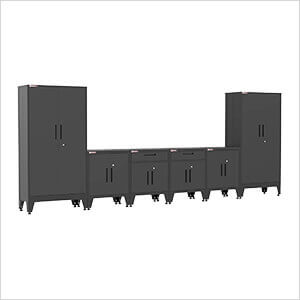 Black 6-Piece Garage Cabinet Kit with Levelers and Casters