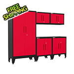 Armadillo Tough Red 5-Piece Garage Cabinet Set with Levelers