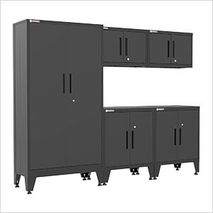 Black 5-Piece Garage Cabinet Set with Levelers