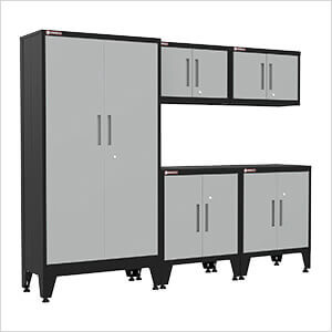Grey 5-Piece Garage Cabinet Set with Levelers