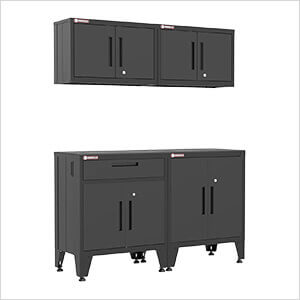 Black 4-Piece Garage Cabinet System with Levelers