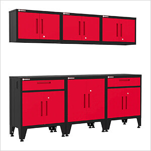 Red 6-Piece Garage Cabinet System with Levelers