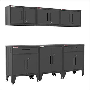 Black 6-Piece Garage Cabinet System with Levelers