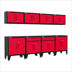 Red 8-Piece Garage Cabinet System with Levelers