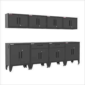 Black 8-Piece Garage Cabinet System with Levelers