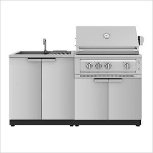 Stainless Steel 3-Piece Outdoor Kitchen Set with 33-Inch Liquid Propane Platinum Grill