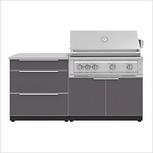Aluminum Slate 4-Piece Outdoor Kitchen Set with 40-Inch Natural Gas Platinum Grill