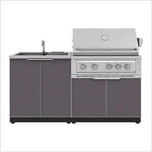 Aluminum Slate 3-Piece Outdoor Kitchen Set with 36-Inch Natural Gas Platinum Grill