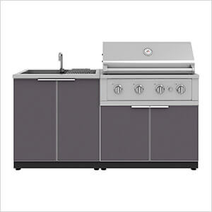 Aluminum Slate 3-Piece Outdoor Kitchen Set with 36-Inch Natural Gas Performance Grill