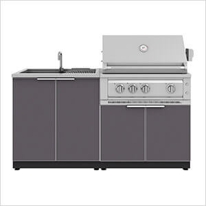 Aluminum Slate 3-Piece Outdoor Kitchen Set with 33-Inch Liquid Propane Platinum Grill
