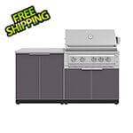 NewAge Outdoor Kitchens Aluminum Slate 4-Piece Outdoor Kitchen Set with 36-Inch Liquid Propane Platinum Grill