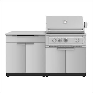 Stainless Steel 4-Piece Outdoor Kitchen Set with 33-Inch Liquid Propane Platinum Grill