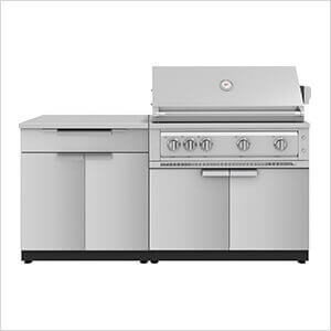 Stainless Steel 4-Piece Outdoor Kitchen Set with 40-Inch Liquid Propane Platinum Grill