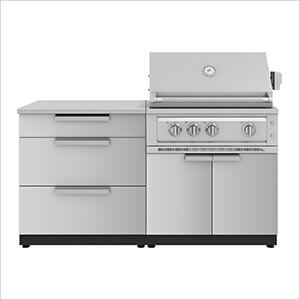 Stainless Steel 4-Piece Outdoor Kitchen Set with 33-Inch Natural Gas Platinum Grill