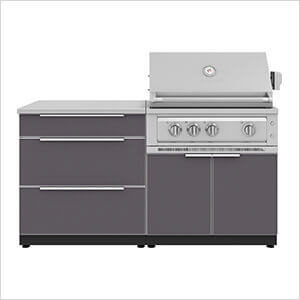 Aluminum Slate 4-Piece Outdoor Kitchen Set with 33-Inch Natural Gas Platinum Grill