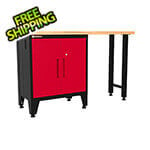 Armadillo Tough Red 2-Piece Garage Cabinet Set with Levelers